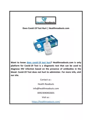 does covid 19 test hurt healthreadouts com