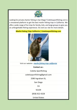 Marlin Fishing Trips California  Colettasportfishing.com 