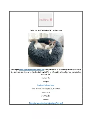Order Pet Bed Online in USA  Nikipet.com