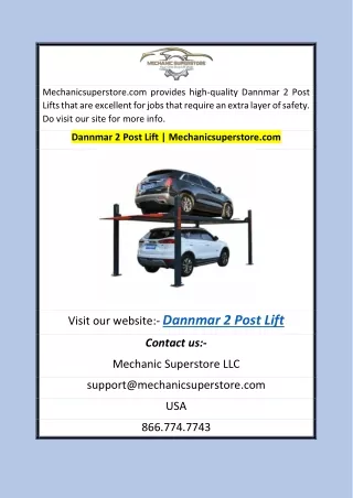 Dannmar 2 Post Lift  Mechanicsuperstore.com
