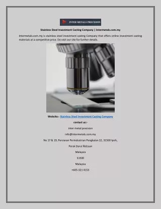 stainless steel investment casting company