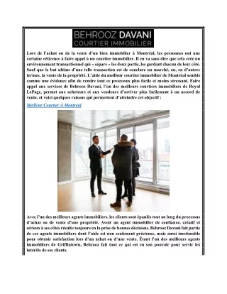 Meilleur Courtier Immobilier de Montreal   Behrooz Davani