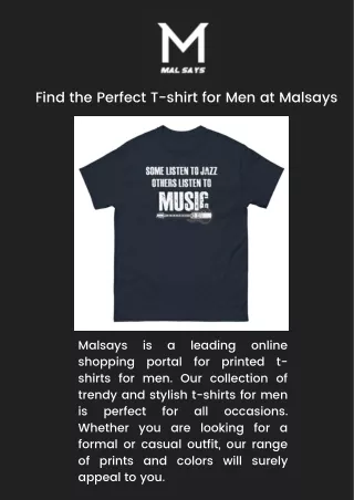 Find the Perfect T-shirt for Men at Malsays