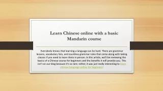 Learn Chinese online with a basic Mandarin course