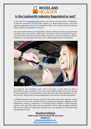 is the locksmith industry regulated or not
