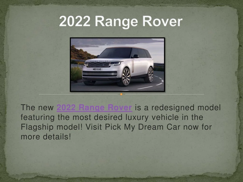 PPT - 2022 Range Rover PowerPoint Presentation, free download - ID:11157789