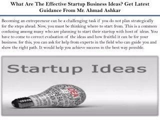 what are the effective startup business ideas
