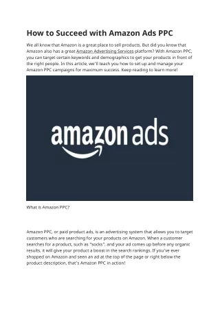 how to succeed with amazon ads ppc