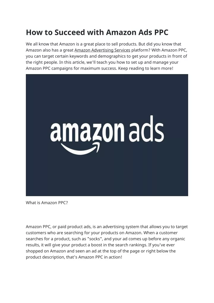 how to succeed with amazon ads ppc