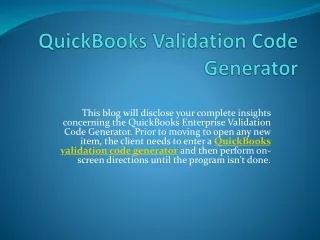 quickbooks validation code generator