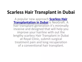 Scarless Hair Transplant in Dubai