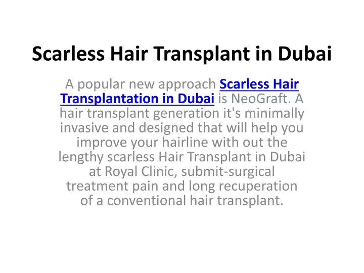 scarless hair transplant in dubai
