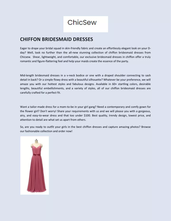 chiffon bridesmaid dresses