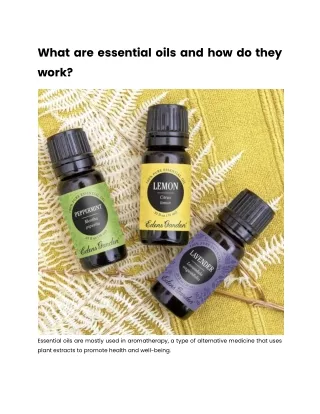 what are essential oils and how do they work