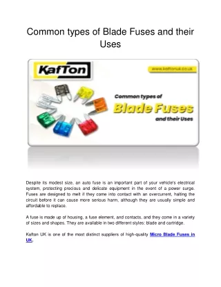 Common types of Blade Fuses and their Uses