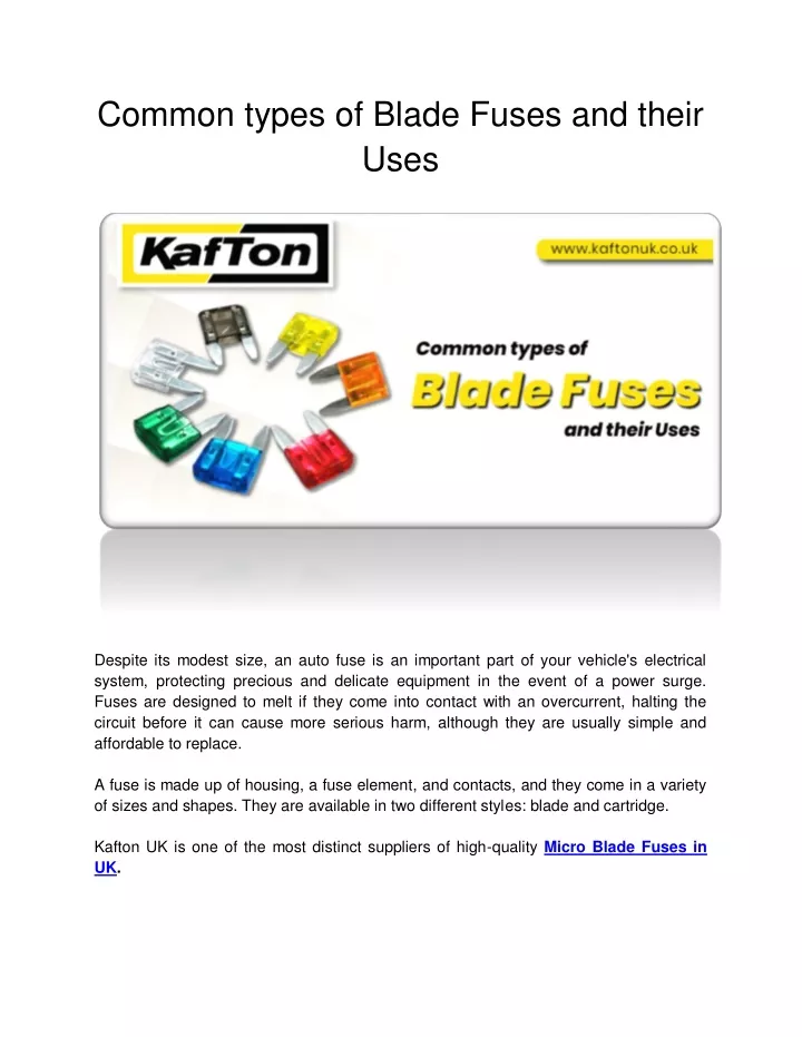 common types of blade fuses and their uses