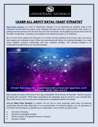 Natal Chart Synastry - Universal Signals
