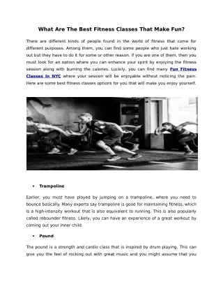 What Are The Best Fitness Classes That Make Fun?