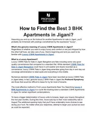 BEST 3 BHK Apartments in Jigani _ Profound symphony
