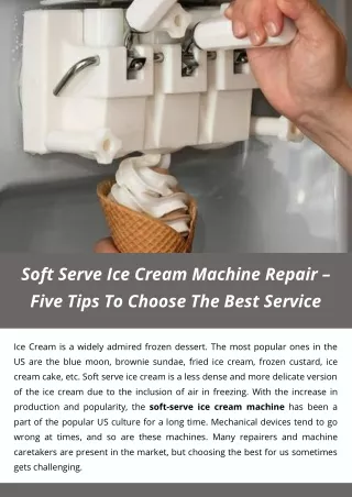 soft serve ice cream machine repair five tips