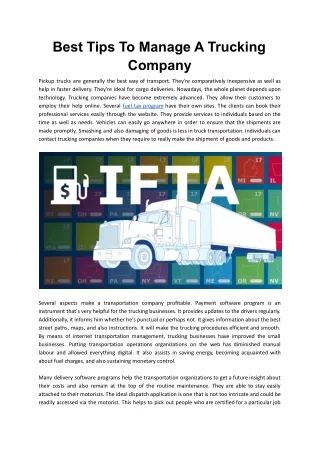 Best Tips To Manage A Trucking Company
