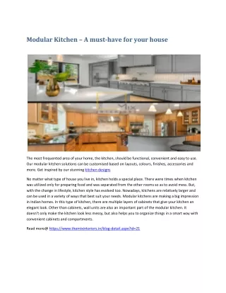 Modular Kitchen – A must-have for your house