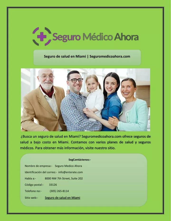 seguro de salud en miami seguromedicoahora com