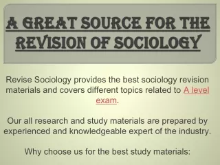 A Great Source for the Revision of Sociology