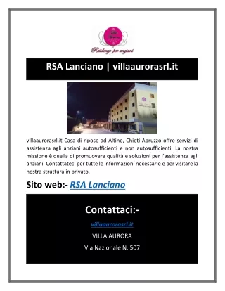 RSA Lanciano | villaaurorasrl.it