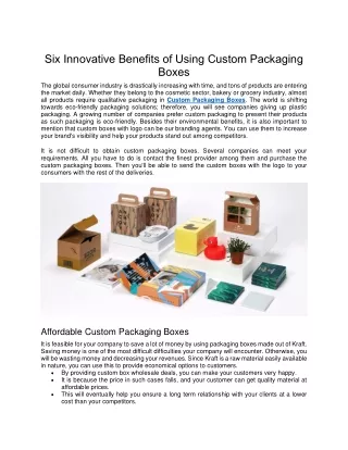 six innovative benefits of using custom packaging boxes