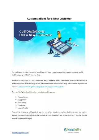 customizations for a new customer