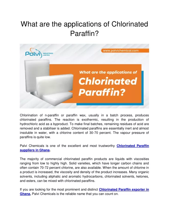 what are the applications of chlorinated paraffin