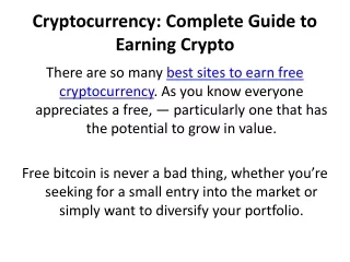 Cryptocurrency - Complete Guide to Earning Crypto