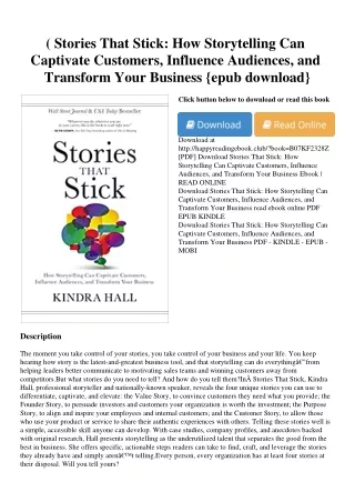 (<E.B.O.O.K. DOWNLOAD^> Stories That Stick How Storytelling Can Captivate Custom