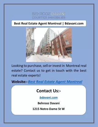 Best Real Estate Agent Montreal | Bdavani.com