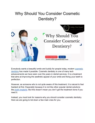 Why Should You Consider Cosmetic Dentistry?