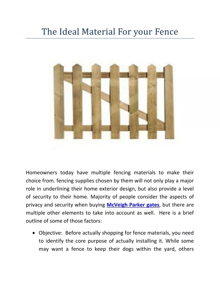 the ideal material for your fence