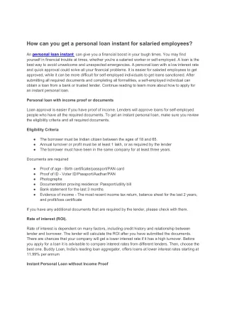how can you get a personal loan instant
