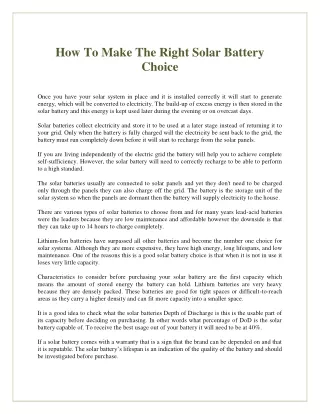 how to make the right solar battery choice