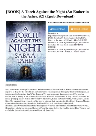 [BOOK] A Torch Against the Night (An Ember in the Ashes  #2) (Epub Download)