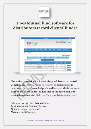 does mutual fund software for distributors record