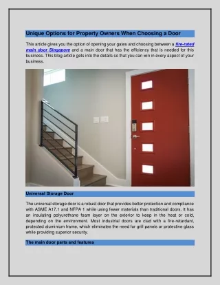 unique options for property owners when choosing