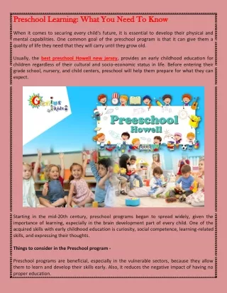 preschool learning what you need to know