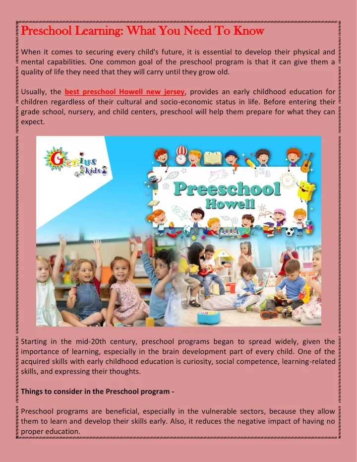 preschool learning what you need to know