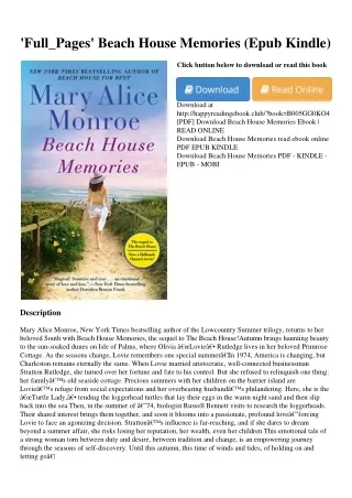 'Full_Pages' Beach House Memories (Epub Kindle)