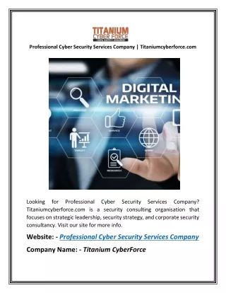 Professional Cyber Security Services Company | Titaniumcyberforce.com