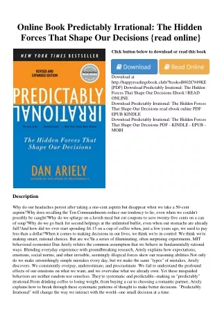 Online Book Predictably Irrational The Hidden Forces That Shape Our Decisions {r