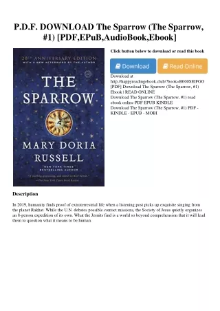 P.D.F. DOWNLOAD The Sparrow (The Sparrow  #1) [PDF EPuB AudioBook Ebook]