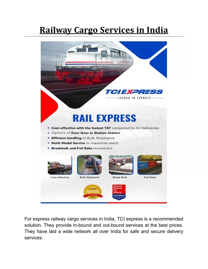 railway cargo services in india