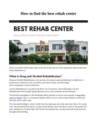 How to find the best rehab center ? - The Hermitage Rehab